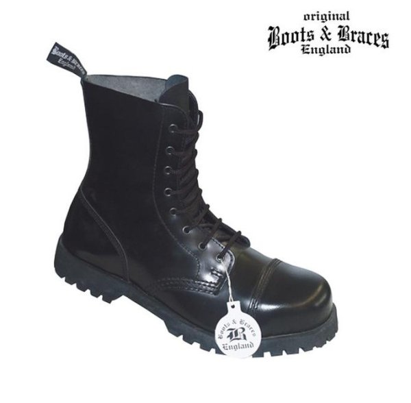 Boots & Braces 8-Loch Stiefel mit Stahlkappe und Quernaht