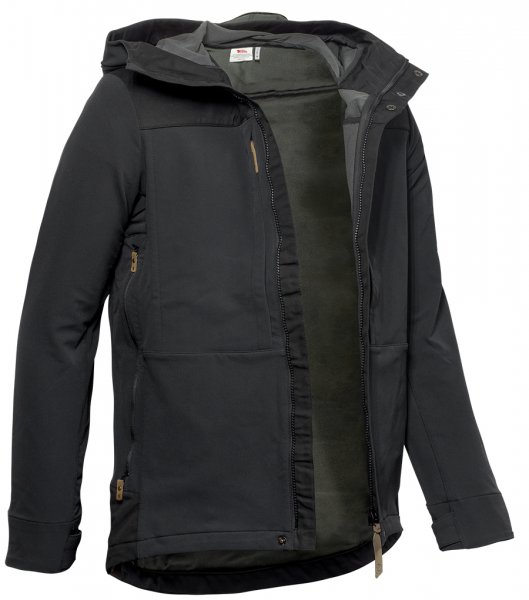 Fjällräven Keb Touring Jacket - Schwarz - Vorderansicht offen